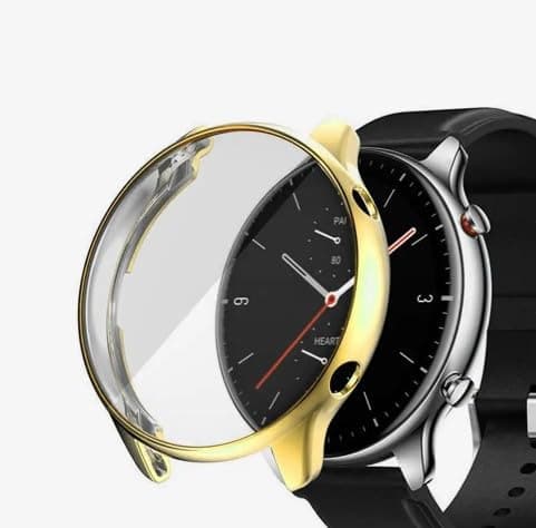 Screen protector case (compatible with GTR 2 / GTR 47 watch), made of soft TPU material, full scratch-resistant cover, suitable for GTR 2 / GTR 47 smart watch. (Gold)