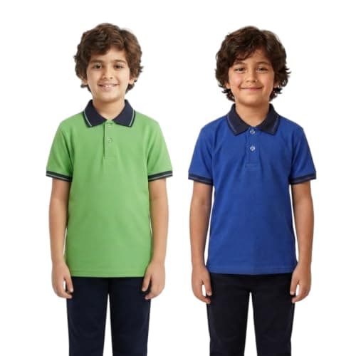Red Circle Bundle of 2 Half sleeve polo shirt Kids Green-royal blue 6