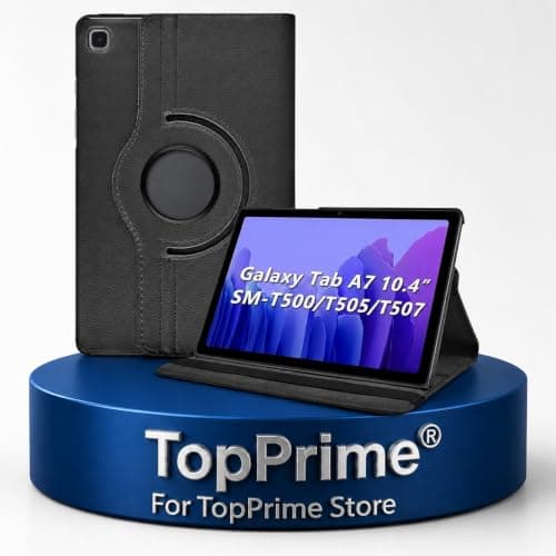 TopPrime Case Compatible with Samsung Galaxy Tab A7 10.4 Inch 2020, 360 Degree Rotating Flip Leather Case Cover with Auto Wake Up - Black