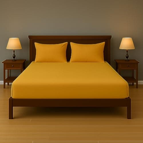 Cotton Bed Sheet with 2 Pillowcases, 3 Pieces Bedding - Hotel Luxury Bed Sheets Set (Mango, 160 x 200 CM)