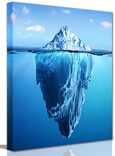 CERLMLAND Iceberg Canvas Wall Art, Blue Ocean White Iceberg Painting Print Artwork, Canvas Seascape Artwork Iceberg Wall Art for Living Office Decor Decoration 12x16 inch.