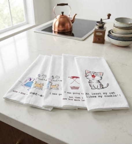 4 Pcs Cotton Kitchen Napkin Set for Dining Table Drying and Cleaning