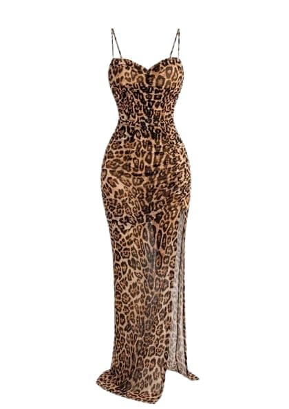 Sexy Tiger Pattern Long Dress | Free Size | Comfortable Fit Up to 85 KG | Code 5086 for Luxurious Feminine Look IN