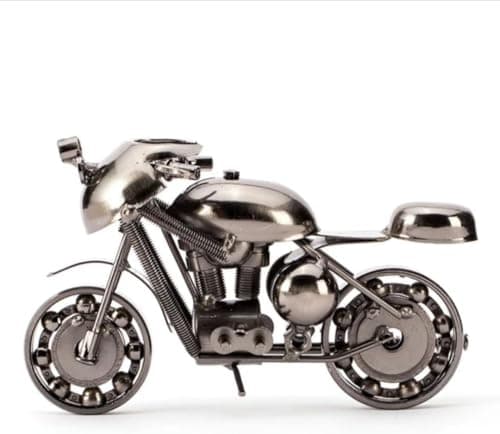 Generic Vintage Style Metal Motorcycle Model, Handcrafted Black Iron Art Sculpture, Home Office Decor
