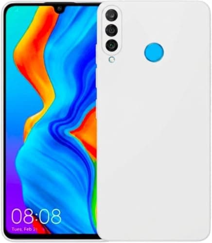Silicone Case High Quality Padded Inside with Full Camera Protection for Huawei P30 Lite (White) Cellular phone case