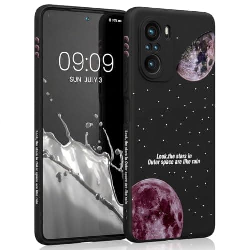 Case Compatible with Poco F3 - Ultra HD Long Lasting UV Print on Back and Sides - Matte Surface Anti-Fingerprint (Pink Moon & Space) Cellular phone case