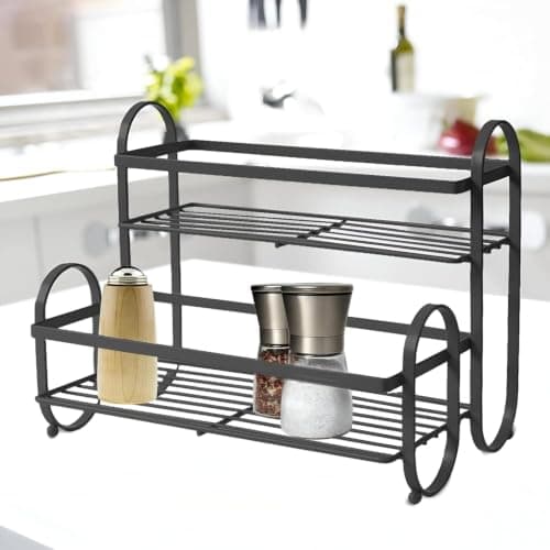 2-Tier Metal Spice Rack Multi-use Organizer for Kitchen and Bathroom 36cm Storage rack