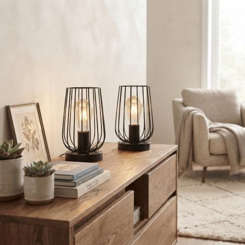 El Rawda Set of 2 Unique and Stylish Metal Table Lamps, Distinctive Design to Suit All Tastes