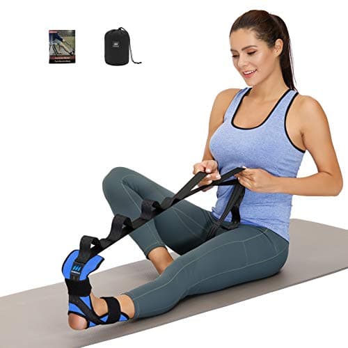 comness Foot and Calf Stretcher Stretching Strap For Plantar Fasciitis, Heel Spurs, Foot Drop, Achilles Tendonitis & Hamstring. Yoga Foot & Leg Stretch Strap. (Blue) Orthopedic brace