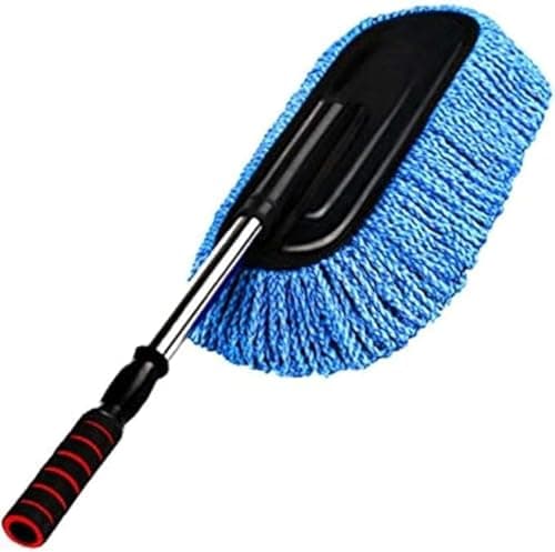 USHOP Y Microfiber Car Cleaning Brush with Extendable Long Handle, Scratch Free, Car Dust Brush for Trucks, SUV, RV, Motorcycles, Boats, Home (Blue)