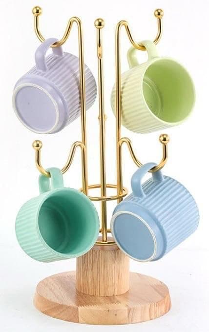 Generic Gold Stainless Steel Tree Holder and Wooden Base, .flo Item stand