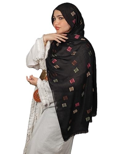 Mila Patterned Iranian Cotton Modal Scarf - Classy Gift for Special Occassions - Luxurious Elegant Fabric - Ideal Accessory for Nights - Women's Hijab - Size (75x200) cm - طرحة قطن مودال شاش - حجاب