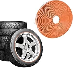 SACAR Car Tire Protection Tape Heat Resistant Flexible Tire Protection Tape Car Wheel Decoration Decoration (Orange) Sticker decal
