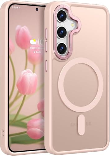 Case Cover Translucent Matte Slim Shockproof Magnetic Phone Case (Compatible with Samsung S25 FE/S26FE) Women Men Girl Boy Protective Cover (Pink) Cellular phone case