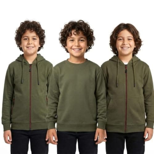 Red Circle Bundle of 3 Zipper sweatshirt with zipper pocket with hood Kids olive 6
