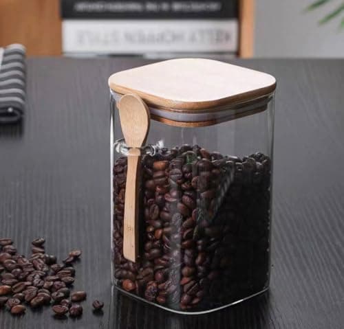 Generic Glass Storage Jar with Wooden Lid and Spoon, 250 ml, .rom