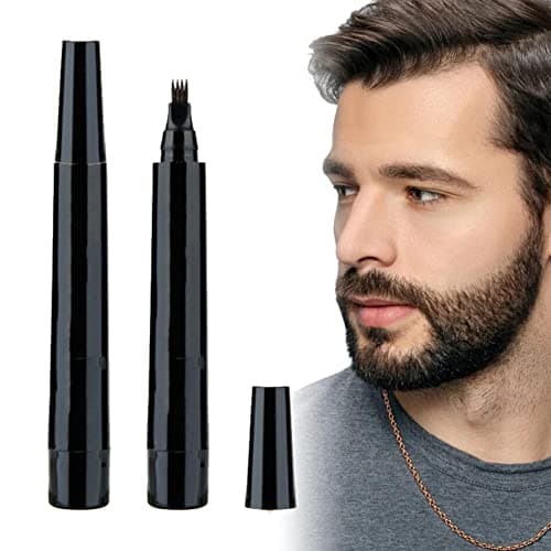 DMQ Beard Pen,2Pcs Beard Pencil Filler for Men,Mustache Shaping and Enhancing, Waterproof Sweatproof,Beard Filler for Define, Sharpen Hair, Beard, Eyebrow (2PCS Black) Hair coloring agent
