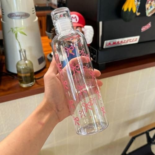 Generic Clear Acrylic Water Bottle with Pink Bow, 400ml, .ais