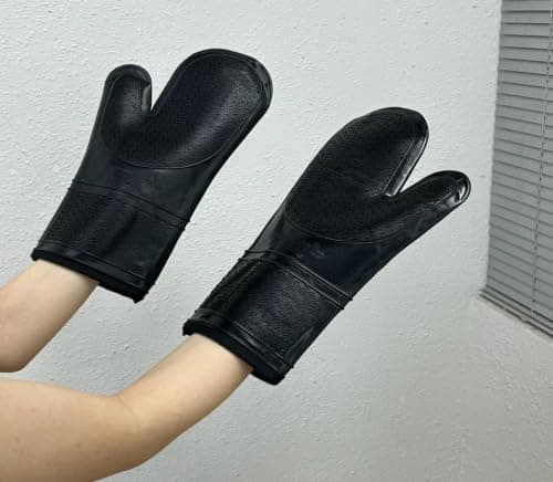 Generic Silicone Oven Gloves, Black, Heavy-Duty, Non-Slip, High Temperature Resistant, Easy to Clean, .sa