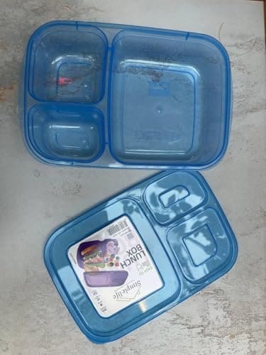 2-Piece 1.15L,3-Compartment Storage Container, Food Safe, PP. (Blue)
