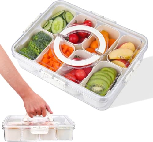Acrylic Fridge Storage Box with Internal 4-in-1 Strainer Airtight Bin