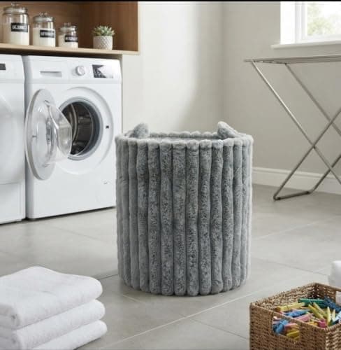 Large Quilted Velvet Laundry Basket Foldable Clothes Storage Organizer