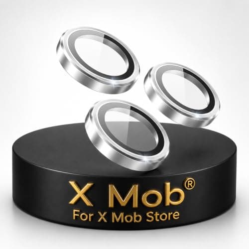 X Mob Camera Lens Protector Rings Compatible with Phone 9H Tempered Glass Camera Lens Protector Ultra-Thin Aluminum Alloy Lens Screen Protector Compatible with (Silver, IPhone 13 Pro Max)