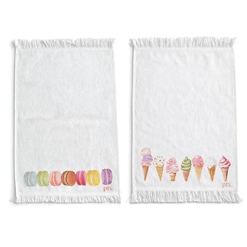 Printex.EG 100% Cotton Kitchen Towels, Set of 2, 400 GSM Ultra-Absorbent Dish Towels, Quick-Dry, Decorative Fringe, 50×30 cm, White