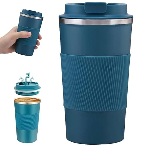 Insulated Travel Mug 510ml (Tumbler) – Premium Quality 304 Stainless Steel – Double Insulation – Leakproof Lid – Suitable for Car, Office, Travel (Petrol Blue)
