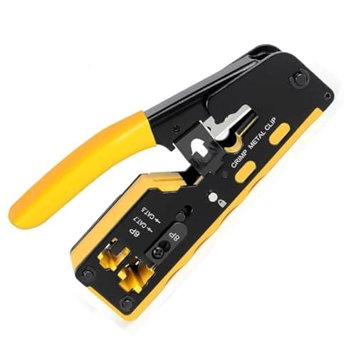 RJ45 Crimping Tool Compatible with PassThru - Crimping Tool for Ethernet Cable Cat7 Network Cable RJ45 Cat5 Cat6 Cat7 6 RJ11 Crimping pliers