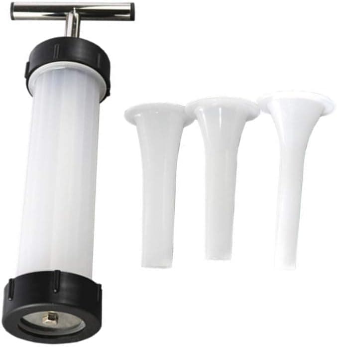 Circle M Manual Hand Sausage Stuffer: 3 Funnels Meat Filler for Homemade Sausages – Silver
