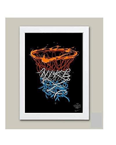 Basketball Wooden Frame with Glass - White - BZL-36-24322-WT