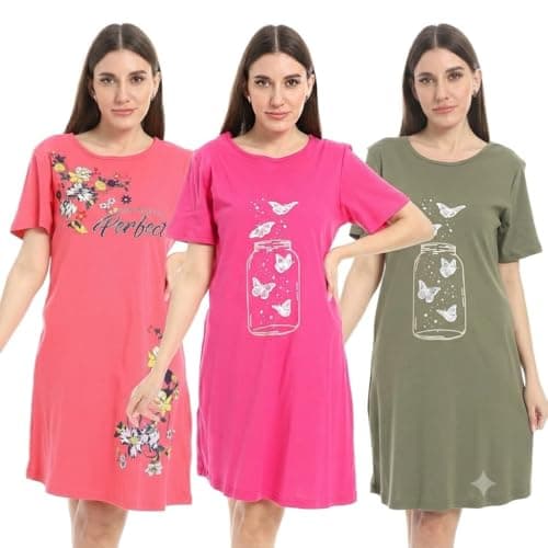 KADY Womens Bundle of 3 sleepshirt short sleeves Bundle of 3 sleepshirt short sleeves