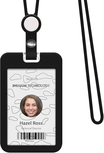 Silicone Badge Holder, Vertical ID Card Holder with Neck Strap, Business Card Holder with Silicone Lanyard for ID Badges, Office Supplies for Work, Office, Nurse, Students, Teachers