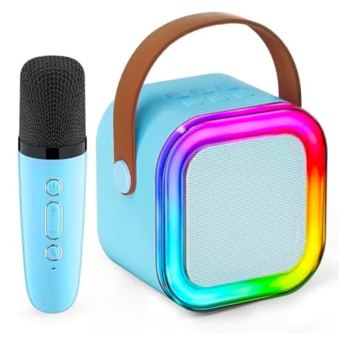 Mini Wireless Bluetooth Speaker with Mic K-22 K-12 Powerful Sound LED Light Voice Change Karaoke Machine Birthday Gift for Men Women