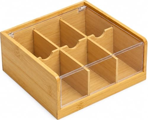 Wood Organizer 6 Compartments – Multi-Section Organizer to Tidy and Assemble Slim Items in One Place for Daily Use AM