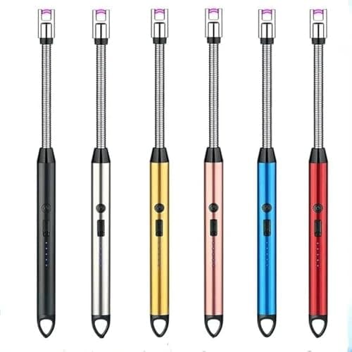 Rechargeable USB Arc Lighter with Flexible Long Neck, Multicolour | Flameless Electric Arc, 360° Bendy Neck, BBQ & Candle Use, USB Charging, Windproof Design