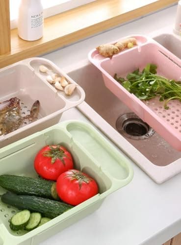 Adjustable Sink Colander Strainer Basket for Fruit Veggie Washing Dishes Food strainer