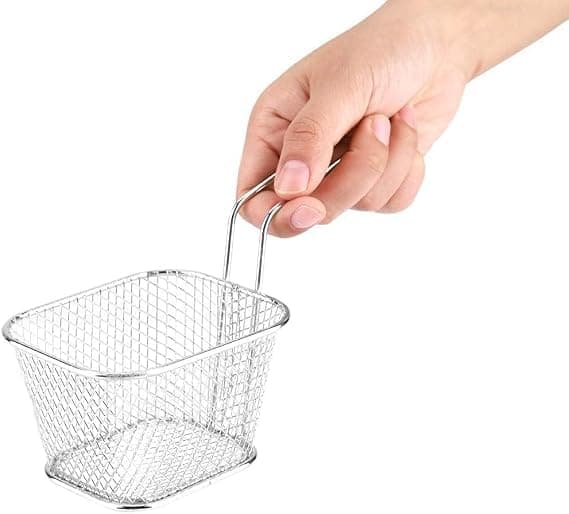 Square Potato Serving Basket with Handle, Practical and Elegant French Fries Serving Basket, Appetizers and Snacks, Portable for Home, Restaurants, Parties.