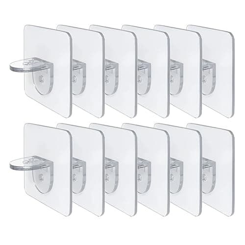 Clear Shelf Bracket Self Adhesive Bookshelf Shelf Bracket Kitchen Cabinet L Shaped Adhesive Bracket Partition Corner Support Strong Easy Installation Bracket for Cabinet Brackets (4) Mount bracket