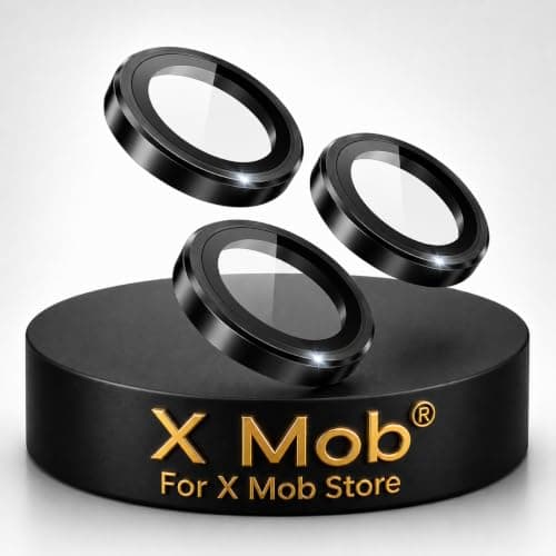 X Mob Camera Lens Protector Rings Compatible with iPhone 13 Pro Max,9H Tempered Glass Camera Lens Protector,Ultra Thin Aluminum Alloy Lens Screen Protector for Phone (Black IPhone 13 Pro Max)