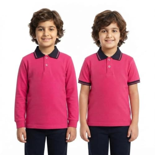 Red Circle Bundle of 2 Half sleeve polo shirt Kids Fuchsia 14