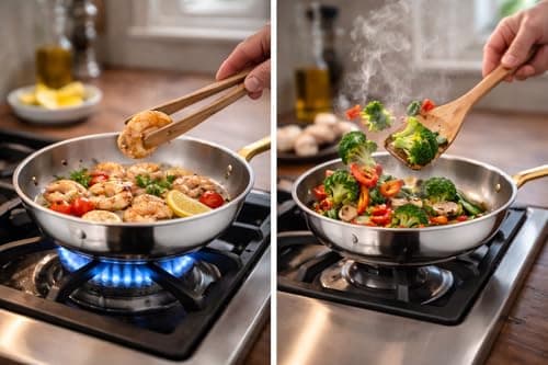Queen Egypt Safram 22cm Stainless Steel Fry Pan Golden Polish Finish Luxury Skillet with Ergonomic Handle Saute fry pan