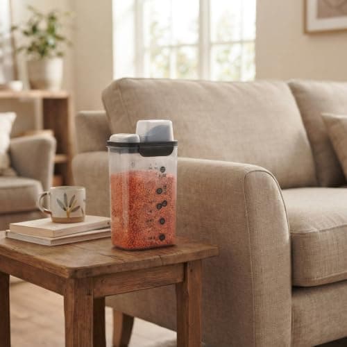 1.6L Acrylic Dry Food Container with Airtight Lid and Measuring Cup