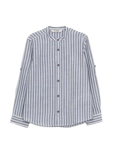LC WAIKIKI Grandad Collar Striped Long Sleeve Boys' Shirt, 5-6 Years - Navy