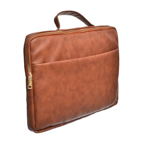 Accelerate Glossy Rust Orange Faux Leather Protective 15-15.6 inch Premium Laptop Sleeve Case with Zipper Pocket and Handle | Slim Design Laptop Bag compatible with MacBooks and Laptops Portable electronic device cover