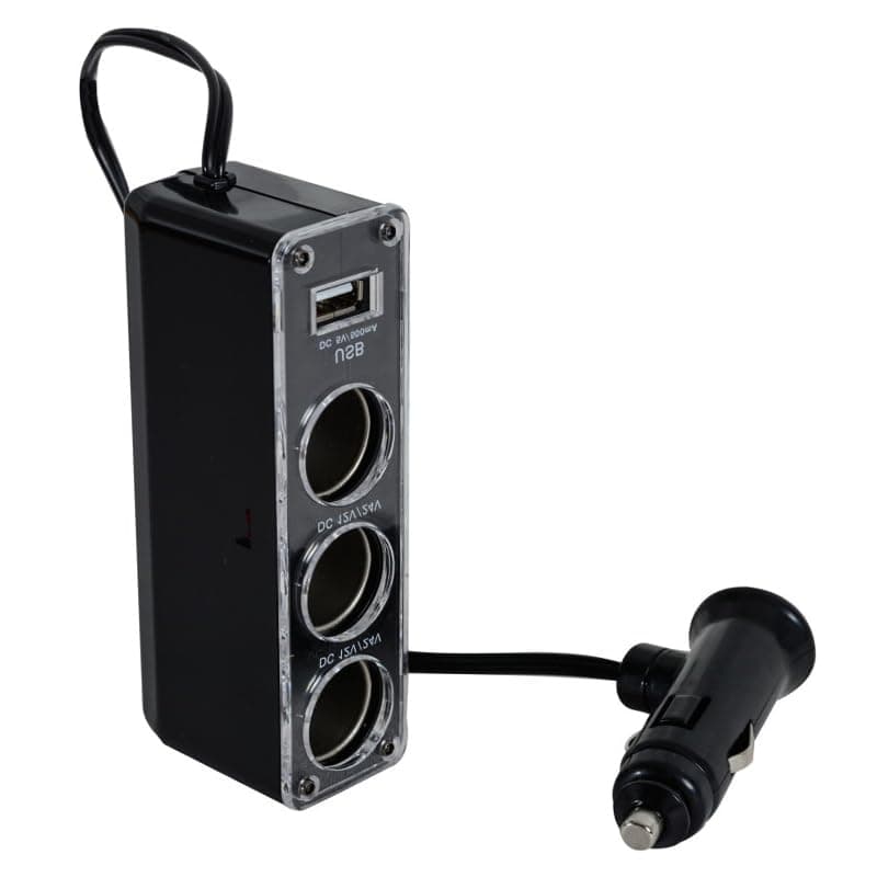 KaberTrade KaberTrade 3 Outlet Smart Car Lighter Splitter for Charging Multiple Devices, Compatible with Cars and Trucks 12-24V (3 Eye / 1USB, Code:9653) Mechanical lighter