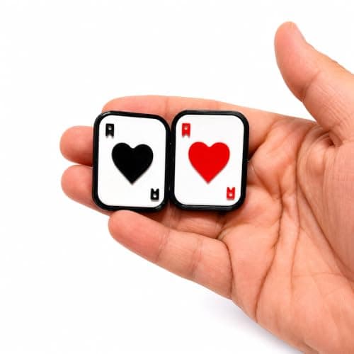 Playing Card Heart Design Fidget Slider, Black and Red, Decorative Enamel Finish Fidget toy
