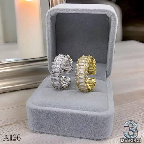 3 Diamonds 292474661779620 Platinum & Rhodium Plated Women’s Band – Full Zircon Leaf Designs-1 Ring