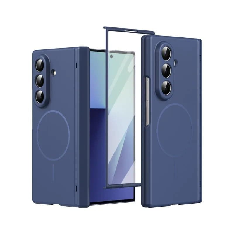 Shock Resistant Phone Back Cover (Compatible with Samsung Galaxy Z Fold 8 Ultra) with Tempered Glass Screen Protector Slim Back Cover (Blue) Cellular phone case